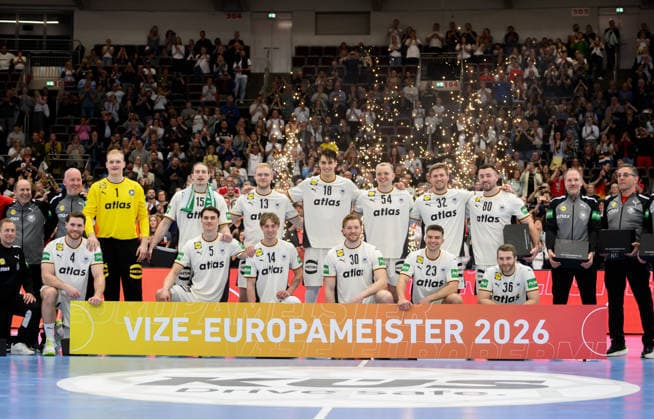 Honoring Team GER Vice European Champion 2026 Handball Laenderspiel Maenner Germany GER Egypt EGY , on 19 03 2026 in Dortmund Germany Â