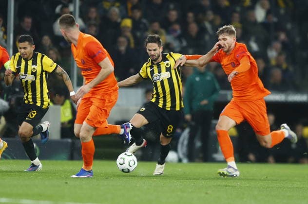 UEFA Conference League, AEK Athens vs vs Celje - Mijat GaÄ‡inoviÄ‡ of AEK Athens in action during the UEFA Conference League round of 16 second leg soccer match between AEK Athens and Celje, in Athens, Greece, 19 March 2026. IMAGO ONE INCH PRODUCTIONS ATHENS GREECE Copyright: xOnexInchxProductionsx 6899506