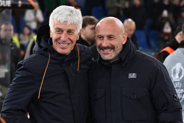 Dc Roma 19 03 2026 - Europa League Roma-Bologna foto Domenico Cippitelli Image nella foto: Gian Piero Gasperini-Vincenzo Italiano 