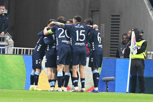 Football : Olympique Lyonnais v RC Celta Vigo - UEFA Europa League 19 03 2026 Javi RUEDA of Celta VIGO scoring goal during the second leg of the UEFA Europa League 2025 26 quarter-final between Olympique Lyonnais and RC Celta de Vigo, Spain, at the Groupama Stadium in DÃ cines-Charpieu, Lyon, on March 19, 2026 LYONFrance  Copyright: xMouradxAllilix