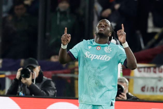 UEFA Europa League round of 16 second leg match AS Roma - Bologna Bologna s English forward Jonathan Rowe celebrates after scoring a goal during UEFA Europa League round of 16 second leg match AS Roma - Bologna at Olimpico stadium on March 19, 2026 in Rome, Italy. _BPH8138 Copyright: xAntonioxBalascox
