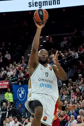 Turkish Airlines EuroLeague Basketball, FC Bayern Munich Basketball vs Dubai Basketball, Munich FC Bayern Basketball, Munich FC Bayern Basketball, Dubai Basketball, 2026 03 19 in Munich SAP Garden KABENGELE Mfiondu Dubai Basketball Center C Nr17 DUB17 sportworld Munich SAP Garden Bayern Germany