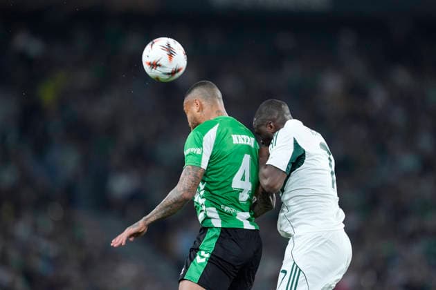 March 19, 2026, Sevilla, Sevilla, Spain: Natan of Real Betis Balompie and Andreas Tetteh of Panathinaikos FC in action during the UEFA Europa League 2025 26 Round of 16 Second Leg match between Real Betis Balompie and Panathinaikos FC at La Cartuja stadium on March 19, 2026, in Sevilla, Spain. Real Betis Balompie V Panathinaikos FC - UEFA Europa League  - ZUMAa181 20260319_zaa_a181_053 Copyright: xJoaquinxCorcherox