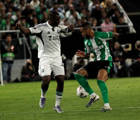 SEVILLE 19 03 202 ESTADIO DE LA CARTUJA UEFA EUROPA LEAGUE FINAL SIXTEENTH FINALS RETURN MATCH REAL BETIS PANATHINAIKOS archsev TETTEH AND NATAN PHOTO MANUEL GOMEZ Copyright: xMANUxGOMEZx