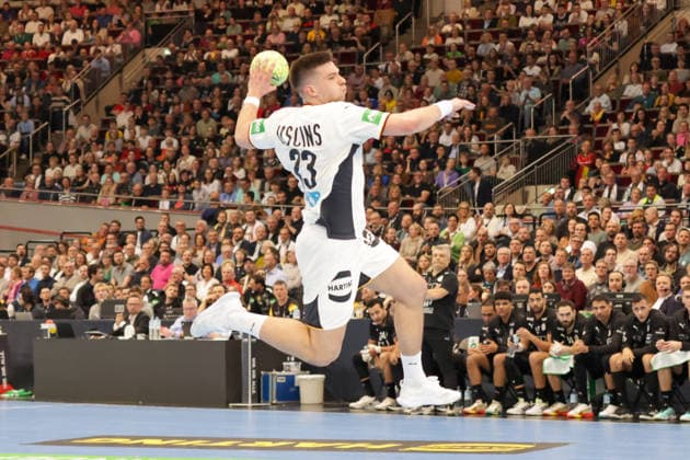 19 03 2026, xgrfx, handball international, Germany Egypt v l Renars Uscins Germany DFL DFB REGULATIONS PROHIBIT ANY USE OF PHOTOGRAPHS as IMAGE SEQUENCES and or QUASI VIDEO Dortmund