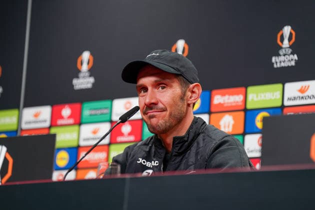 Germany Football UEFA Europa League 2025 2026, Round of 16 SC Freiburg vs KRC Genk Europa Park Stadium Julian Schuster SC Freiburg, Coach Press conference, Media Copyright: xJOERANxSTEINSIEKx