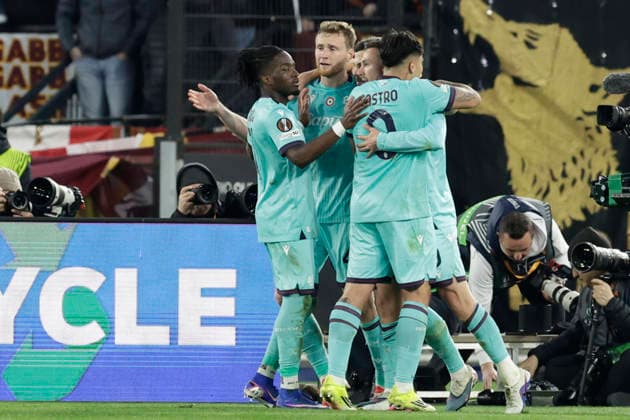 UEFA Europa League round of 16 second leg match AS Roma - Bologna Bologna s Italian forward Federico Bernardeschi celebrates after scoring a goal during UEFA Europa League round of 16 second leg match AS Roma - Bologna at Olimpico stadium on March 19, 2026 in Rome, Italy. _BPH8899 Copyright: xAntonioxBalascox