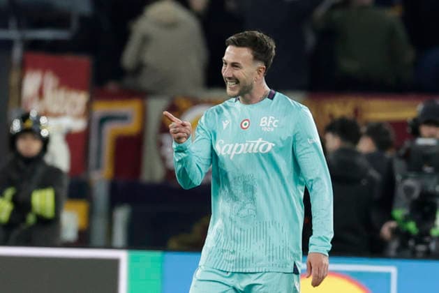 UEFA Europa League round of 16 second leg match AS Roma - Bologna Bologna s Italian forward Federico Bernardeschi celebrates after scoring a goal during UEFA Europa League round of 16 second leg match AS Roma - Bologna at Olimpico stadium on March 19, 2026 in Rome, Italy. _BPH9023 Copyright: xAntonioxBalascox
