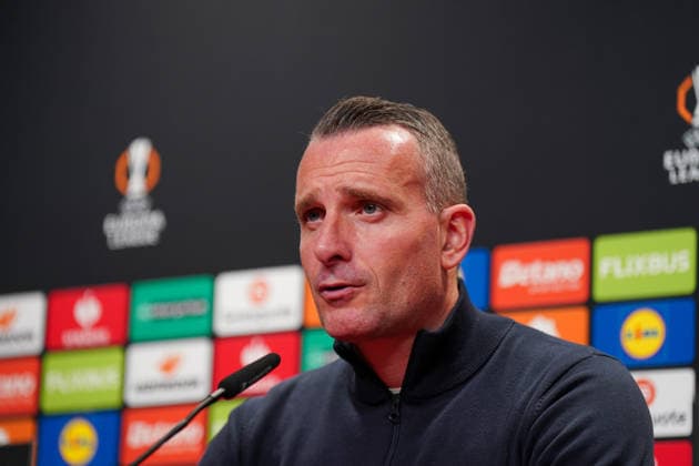 Germany Football UEFA Europa League 2025 2026, Round of 16 SC Freiburg vs KRC Genk Europa Park Stadium Nicky Hayen Coach, KRC Genk Press Conference, Media Copyright: xJOERANxSTEINSIEKx