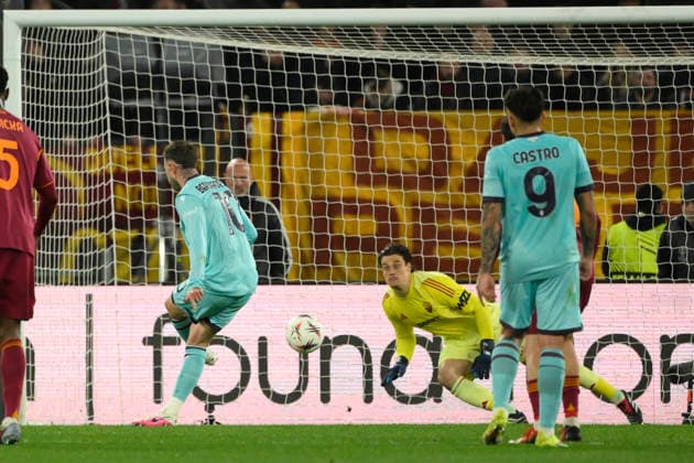Bologna s Federico Bernardeschi goal 1-2 during the Uefa Europa League soccer match between Roma and Bologna at the Olympic Stadium in Rome, Italy - Thursday, March 19, 2026. - Soccer .  Copyright: xFabrizioxCorradetti LaPressex