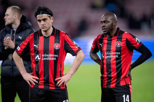 UEFA Europa League FC Midtjylland Nottingham Forest FC Midtjyllands Aral Simsir and Edward Chilufya react after the defeat in the match between FC Midtjylland and Nottingham Forest in the Europa League 2nd match at MCH Arena in Herning on Thursday, March 19, 2026 Photo Bo Amstrup Ritzau Scanpix , Herning Denmark Mors  Copyright: BoxAmrstrupx xRitzauxScanpix BoxAmstrupx spdk20260319-214650-L