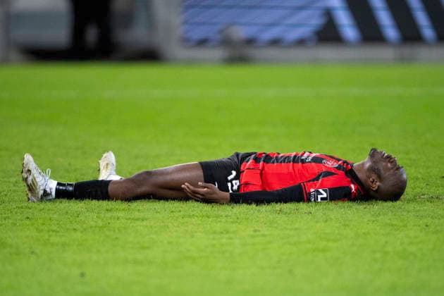 UEFA Europa League FC Midtjylland Nottingham Forest FC Midtjyllands Edward Chilufya reacts after missing during the penalty shootout in the match between FC Midtjylland and Nottingham Forest in the Europa League 2nd leg at MCH Arena in Herning on Thursday, March 19, 2026 Photo Bo Amstrup Ritzau Scanpix , Herning Denmark Mors  Copyright: BoxAmrstrupx xRitzauxScanpix BoxAmstrupx spdk20260319-215701-L