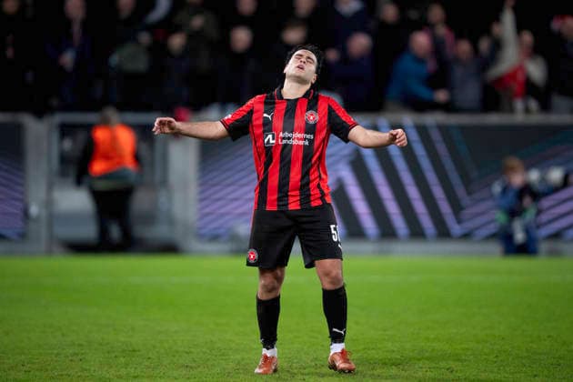 UEFA Europa League FC Midtjylland Nottingham Forest FC Midtjyllands Aral Simsir reacts after missing during the penalty shootout in the match between FC Midtjylland and Nottingham Forest in the Europa League 2nd match at MCH Arena in Herning on Thursday, March 19, 2026 Photo Bo Amstrup Ritzau Scanpix , Herning Denmark Mors  Copyright: BoxAmrstrupx xRitzauxScanpix BoxAmstrupx spdk20260319-215705-L
