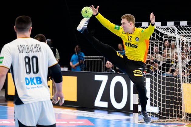 Dortmund Handball International Germany Egypt Goalkeeper Lasse Ludwig Germany Dortmund Westfalenhalle North Rhine-Westphalia Germany