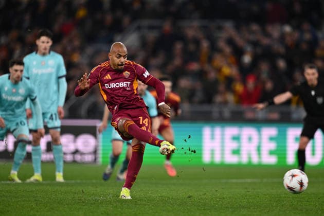 Dc Roma 19 03 2026 - Europa League Roma-Bologna foto Domenico Cippitelli Image nella foto: gol Donyell Malen 