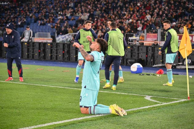 Santiago Castro of Bologna FC celebrates after scoring goal in the 58th minute for 1-3 during the match of Uefa Europa League Championship between A.S.Roma and Bologna F.C at the Olimpico Stadium on Mar 19, 2026 in Rome, Italy. during AS Roma vs Bologna FC, Football Europa League match in Roma, Italy, March 19 2026  Copyright: xRobertoxRamaccia IPAxSportx xipa-agency.netx xx IPA_73147208 IPA_Agency_IPA73147208