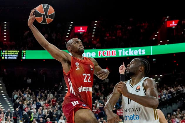Turkish Airlines EuroLeague Basketball, FC Bayern Munich Basketball vs Dubai Basketball, Munich FC Bayern Basketball, Munich FC Bayern Basketball, Dubai Basketball, 2026 03 19 in Munich SAP Garden MIKE Isiaha FC Bayern Munich Forward F Nr22 BAY22 sportworld Munich SAP Garden Bayern Germany