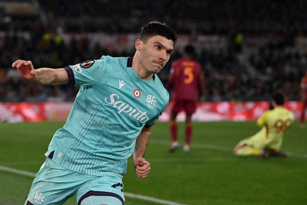 As Roma 19 03 2026 - Europa League Roma-Bologna foto Antonello Sammarco Image nella foto: esultanza gol NicoloÕ Cambiaghi 