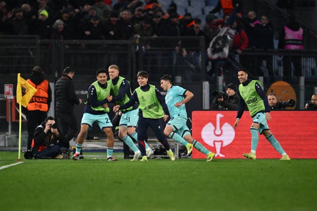 Nicolo Cambiaghi of Bologna F.C. celebrates after scoring the goal of 3-4 during the UEFA Europa League Round of 16 second leg football match between between A.S. Roma and Bologna F.C. at the Olympic Stadium on March 19, 2026 in Rome, Italy.  Copyright: xDomenicoxCippitelli IPAxSportx xipa-agency.netx xx IPA_73150733 IPA_Agency_IPA73150733