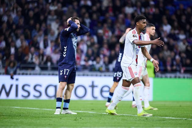 Olympique Lyonnais v Real Club Celta - Europa League DECINES-CHARPIEU, FRANCE - MARCH 19: Javi Rueda of Celta de Vigo reacts during the UEFA Europa League 2025 26 Round of 16 Second Leg match between Olympique Lyonnais and Real Club Celta at OL Stadium on March 19, 2026 in Decines-Charpieu, France. DECINES-CHARPIEU OL Stadium Spain Copyright: xDiegoxSimonx