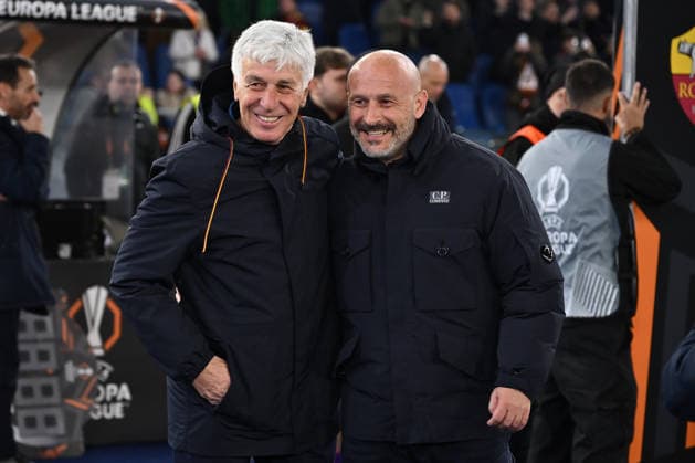 Gian Piero Gasperini, coach of A.S. Roma, and Vincenzo Italiano, coach of Bologna F.C., participates in the UEFA Europa League Round of 16 second leg football match between A.S. Roma and Bologna F.C. at the Olympic Stadium on March 19, 2026 in Rome, Italy.  Copyright: xDomenicoxCippitelli IPAxSportx xipa-agency.netx xx IPA_73155041 IPA_Agency_IPA73155041