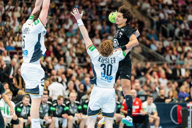 v l Miro Schluroff Germany, 05 , Tim Kiesler Germany, 30 , Ali Zein Egypt, 90 GER, Germany GER vs Egypt EGY , Handball, international match, 2025 2026 season, 19 03 2026 GER, Germany GER vs Egypt EGY , Handball, international match, 2025 2026 season, 19 03 2026 Dortmund Copyright: xEibner-Pressefoto JanxRollingerx EP_JSK