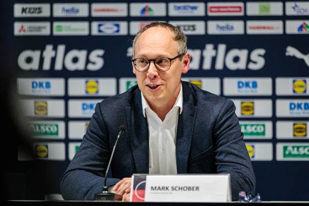 Press conference after the match, Mark Schober Chairman of the German Handball Federation DHB GER, Germany GER vs Egypt EGY , handball, international match, season 2025 2026, 19 03 2026 GER, Germany GER vs Egypt EGY , handball, international match, season 2025 2026, 19 03 2026 Dortmund Copyright: xEibner-Pressefoto JanxRollingerx EP_JSK