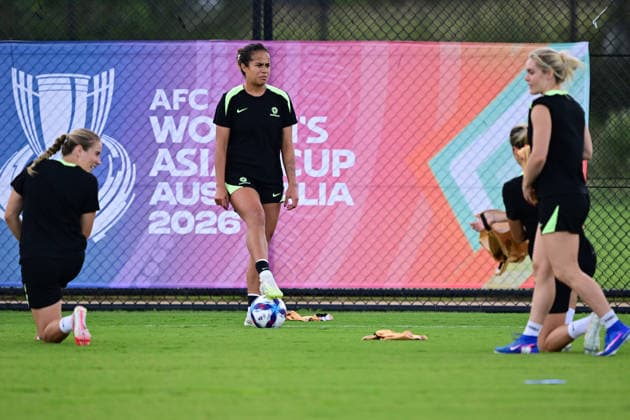 SOCCER MATILDAS TRAINING, Mary Fowler (centre) during a Matildas training session at Wanderers Park in Sydney, Friday, March 20, 2026. ( NO ARCHIVING SYDNEY NEW SOUTH WALES AUSTRALIA  Copyright: xDEANxLEWINSx 20260320187592755310