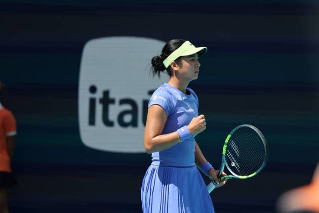 MIAMI GARDENS, FLORIDA - MARCH 19: Alexandra Eala of the Philippines defeats Laura Siegemund of Germany during their match on day 3 of the Miami Open at Hard Rock Stadium on March 19, 2026 in Miami Gardens, Florida. People: Alexandra Eala Copyright: xhoo-me.com MediaPunchx