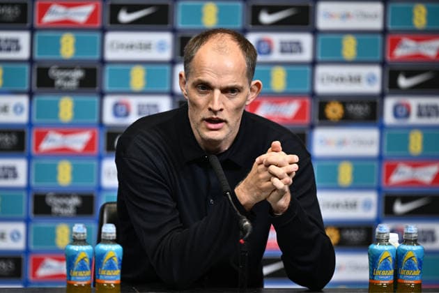 LONDON, ENGLAND - MARCH 20: Thomas Tuchel, Head Coach of England national team, Nationalteam , speaks to the media during a press conference, PK, Pressekonferenz at Wembley Stadium on March 20, 2026 in London, England. Photo Sebastian Frej England Press Conference Copyright: xx