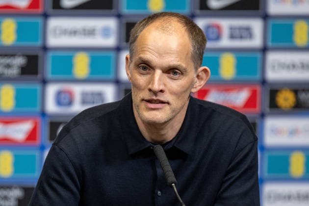 LONDON, ENGLAND - MARCH 20: Thomas Tuchel, Head Coach of England national team, Nationalteam , speaks to the media during a press conference, PK, Pressekonferenz at Wembley Stadium on March 20, 2026 in London, England. Photo Sebastian Frej England Press Conference Copyright: xx