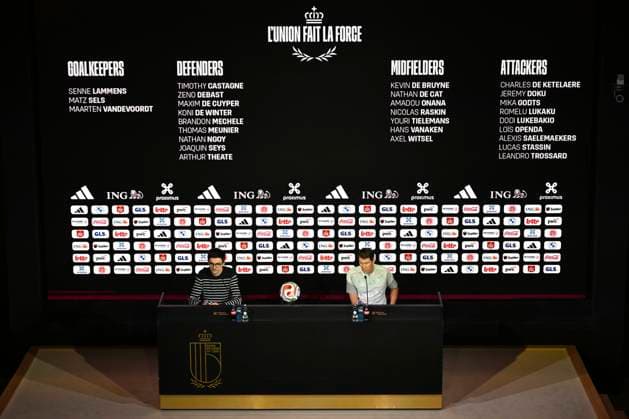 Rudi Garcia Head Coach Belgium Media Activities TUBIZE, BELGIUM - MARCH 20 : Cornez Pierre communication of Royal Belgian Football Federation and Rudi Garcia head coach of the Belgium announces the squad selected for the pre-World Cup training camp in the United States during a press meeting at the Belgian National Football Center Base on March 20, 2026 in Tubize, Belgium, 20 03 2026 Tubize Belgium  Copyright: xVincentxKalutx