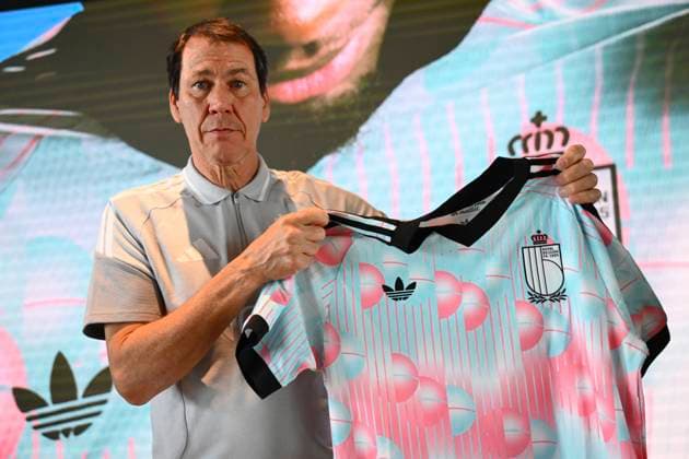 Rudi Garcia Head Coach Belgium Media Activities TUBIZE, BELGIUM - MARCH 20 : Rudi Garcia head coach of the Belgium presents the new national team, Nationalteam jersey, inspired by Magritte s work during a press meeting at the Belgian National Football Center Base on March 20, 2026 in Tubize, Belgium, 20 03 2026 Tubize Belgium  Copyright: xVincentxKalutx
