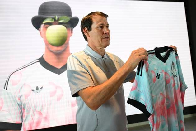Rudi Garcia Head Coach Belgium Media Activities TUBIZE, BELGIUM - MARCH 20 : Rudi Garcia head coach of the Belgium presents the new national team, Nationalteam jersey, inspired by Magritte s work during a press meeting at the Belgian National Football Center Base on March 20, 2026 in Tubize, Belgium, 20 03 2026 Tubize Belgium  Copyright: xVincentxKalutx