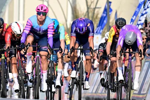 Bredene Koksijde Classic 2026 Cycling Race KOKSIJDE, BELGIUM - MARCH 20 : Groenewegen Dylan (NED) of Unibet Rose Rockets wins the sprint, second place for Ackermann Pascal (GER) of Team Jayco AlUla, third place for Bittner Pavel (CZE) of Team Picnic PostNL during the 24th edition of Bredene Koksijde Classic an UCI ProSeries 1.Pro one day cycling road race for Men Elite of km with start in Bredene and finish in Koksijde on March 20, 2026 in Koksijde, Belgium, 20 03 2026 ( Motordriver Stephan Boone - Koksijde Belgium  Copyright: xJanxDexMeuleneirx