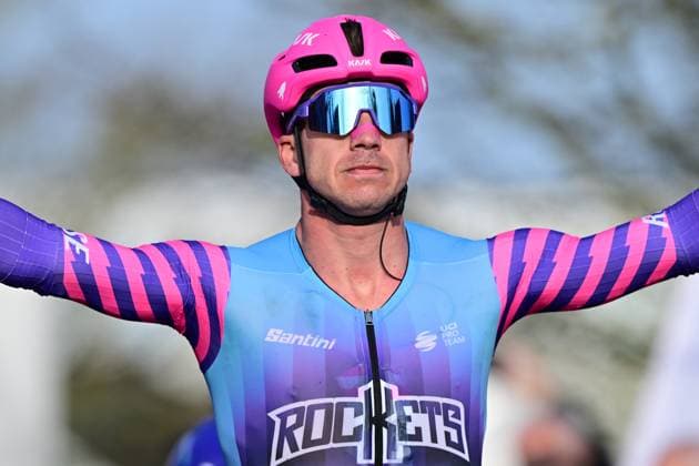 Dutch Dylan Groenewegen of Unibet Rose Rockets celebrates as he wins the final sprint of the Bredene Koksijde Classic one day cycling race, 203,4 km from Bredene to Koksijde, on Friday 20 March 2026. DIRKxWAEM  x168361296x