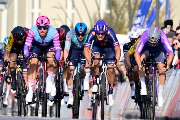 Bredene Koksijde Classic 2026 Cycling Race KOKSIJDE, BELGIUM - MARCH 20 : Groenewegen Dylan (NED) of Unibet Rose Rockets wins the sprint, second place for Ackermann Pascal (GER) of Team Jayco AlUla, third place for Bittner Pavel (CZE) of Team Picnic PostNL , De Schuyteneer Steffen (BEL) of Lotto Intermarche during the 24th edition of Bredene Koksijde Classic an UCI ProSeries 1.Pro one day cycling road race for Men Elite of km with start in Bredene and finish in Koksijde on March 20, 2026 in Koksijde, Belgium, 20 03 2026 ( Motordriver Stephan Boone - Koksijde Belgium  Copyright: xJanxDexMeuleneirx