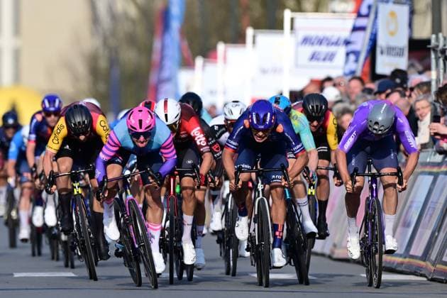 Dutch Dylan Groenewegen of Unibet Rose Rockets (L) sprints to win the Bredene Koksijde Classic one day cycling race, 203,4 km from Bredene to Koksijde, on Friday 20 March 2026. DIRKxWAEM  x168361508x