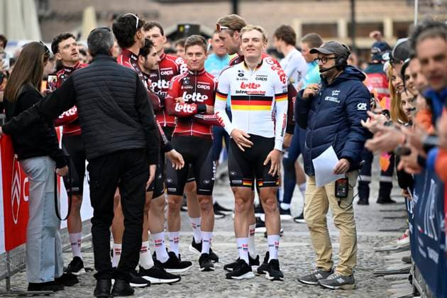 Milan Sanremo 2026 Cycling Race Media Activities 20 03 2026 SANREMO, ITALY - MARCH 20 : Zimmermann Georg (GER) of Lotto Intermarche pictured during the teams presentation prior to the 117th edition of Milan Sanremo an UCI World Tour 1.UWT one day cycling road race for Men Elite of 298 km with start in Pavia and finish in Sanremo on March 20, 2026 in Sanremo, Italy, 20 03 2026 ( Motordriver Guy De Vuyst - Sanremo Italy  Copyright: xNicoxVereeckenx