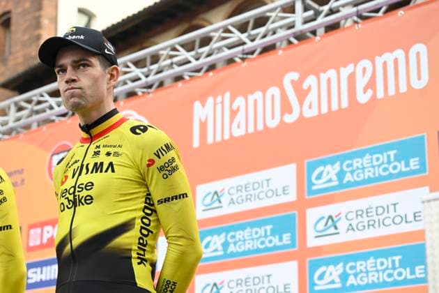 Milan Sanremo 2026 Cycling Race Media Activities 20 03 2026 SANREMO, ITALY - MARCH 20 : Van Aert Wout (BEL) of Team Visma I Lease a Bike pictured during the teams presentation prior to the 117th edition of Milan Sanremo an UCI World Tour 1.UWT one day cycling road race for Men Elite of 298 km with start in Pavia and finish in Sanremo on March 20, 2026 in Sanremo, Italy, 20 03 2026 ( Motordriver Guy De Vuyst - Sanremo Italy  Copyright: xNicoxVereeckenx