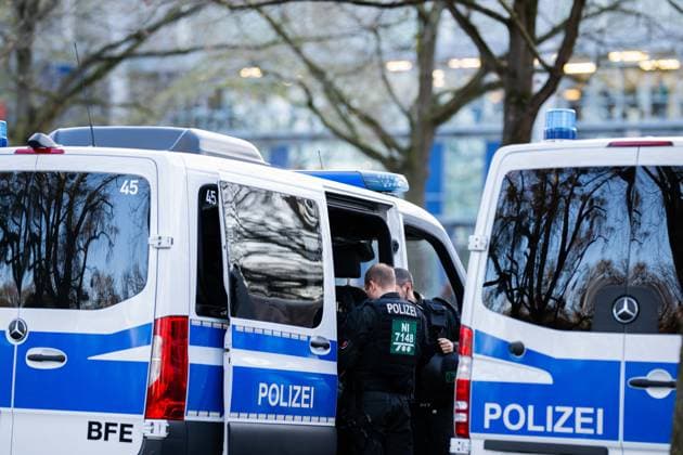 20 03 2026 Soccer, 2025 2026, 2 Bundesliga, Matchday 27, Hannover 96 Eintracht Braunschweig Police in front of the stadium DFL REGULATIONS PROHIBIT ANY USE OF PHOTOGRAPHS AS IMAGE SEQUENCES AND OR QUASI VIDEO