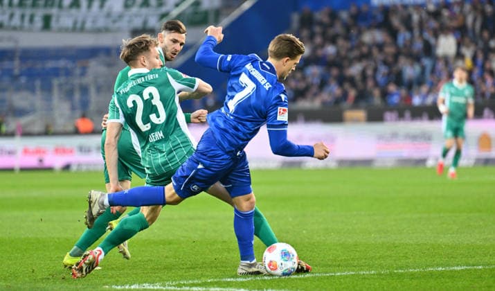 20 03 2026 Soccer Season 2025 2026 2 Soccer Bundesliga 27 Matchday Karlsruher SC KSC Karlsruhe SpVgg Greuther Fürth SGF Kleeblatt Sportfoto Zink xwoxzix DFL regulations prohibit any use of photographs as image sequences and or quasi video only for editorial use Jannik Dehm 23, SpVgg Greuther Fürth Dzenis Burnic 7, Karlsruher SC KSC