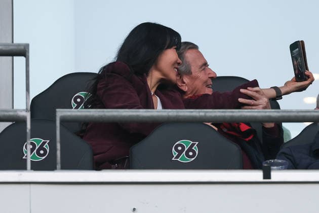 2 Bundesliga Hannover 96 Eintracht Braunschweig on 20 03 2026 in the Heinz von Heiden Arena in Hanover Former Federal Chancellor Gerhard Schröder Schroeder with wife So yeon Schröder Kim in the stadium MH