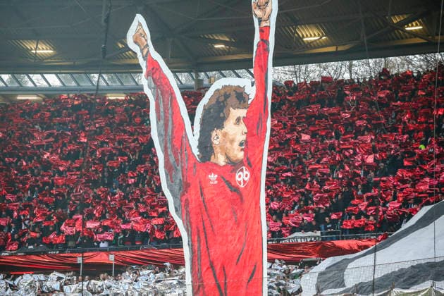 Germany Soccer 2 Bundesliga 2025 2026, Matchday 27 Hannover 96 vs Eintracht Braunschweig Heinz von Heiden Arena Stadion Hannover Spectators, Fans, Stand, Flag, Banner, Banner, Choreography, Fan choreography, Hannover Copyright: xAymanxAlahmedx