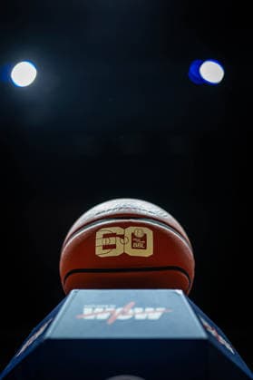 Basketball Berlin 20 03 2026 Season 2025 2026 EasyCredit BBL 1 Bundesliga Men, Men Alba Berlin Rostock Seawolves Match ball 60 years BBL