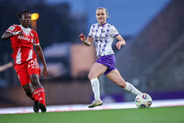 20 03 2026, Football, 1 Womens Bundesliga, SGS Essen FC Bayern München, Stadion Hafenstraße, Google Pixel Frauenbundesliga, 21 Spieltag, Saison 2025 2026 Paula Flach SGS Essen 05 DFB regulations prohibit any use of photographs as image sequences and or quasi video Nordrhein Westfalen Germany