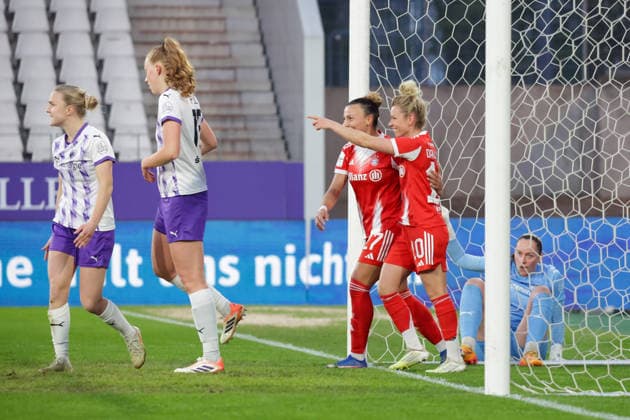 20 03 2026, xgrfx, Soccer Google Pixel Women Bundesliga, SGS Essen FC Bayern Munich v l Goal, Linda Dallmann FC Bayern Munich DFL DFB REGULATIONS PROHIBIT ANY USE OF PHOTOGRAPHS as IMAGE SEQUENCES and or QUASI VIDEO Essen