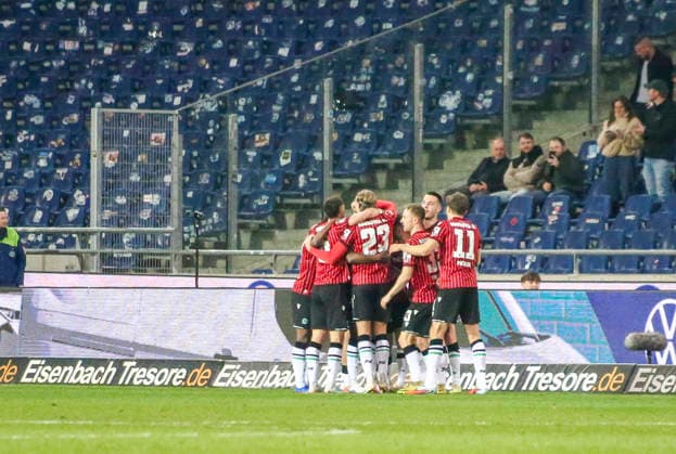 Germany Soccer 2 Bundesliga 2025 2026, Matchday 27 Hannover 96 vs Eintracht Braunschweig Heinz von Heiden Arena Stadion Hannover Goal and goal celebration for Maik Nawrocki Hannover 96, 6 Virgil GhiÅ£Äƒ Virgil Ghita Hannover 96, 5 Enzo Leopold Hannover 96, 8 Stefan Teitur ÃžorÃ°arson Stefan Teitur Thordarson Hannover 96, 23 Hannover Copyright: xAymanxAlahmedx
