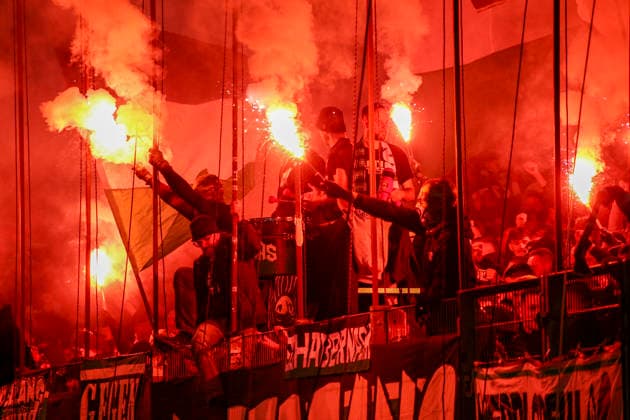 Germany Soccer 2 Bundesliga 2025 2026, Matchday 27 Hannover 96 vs Eintracht Braunschweig Heinz von Heiden Arena Stadion Hannover Spectators, Fans, Stand, Flag, Banner, Banner, Choreography, Fan choreography, Hannover Copyright: xAymanxAlahmedx