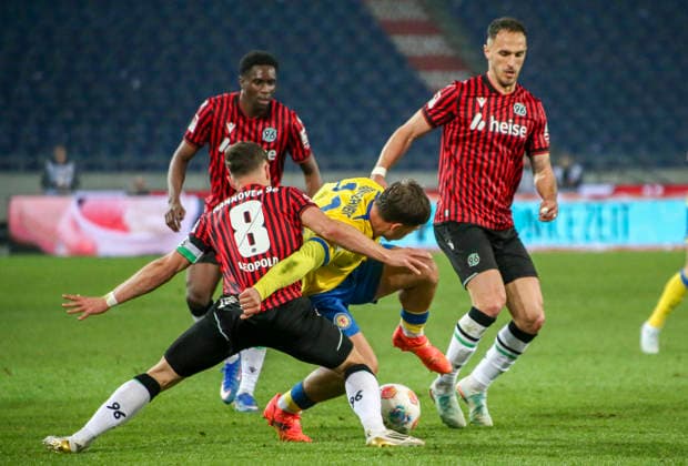 Germany Soccer 2 Bundesliga 2025 2026, Matchday 27 Hannover 96 vs Eintracht Braunschweig Heinz von Heiden Arena Stadion Hannover Enzo Leopold Hannover 96, 8 Virgil GhiÅ£Äƒ Virgil Ghita Hannover 96, 5 Hannover Copyright: xAymanxAlahmedx